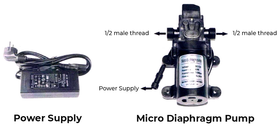Mistmate pumps with adaptors